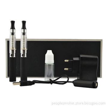 E-cigarette with 2pcs cartomizers, 2pcs batteries, 1pc USB charger/1pc wall charger/1pc empty bottle